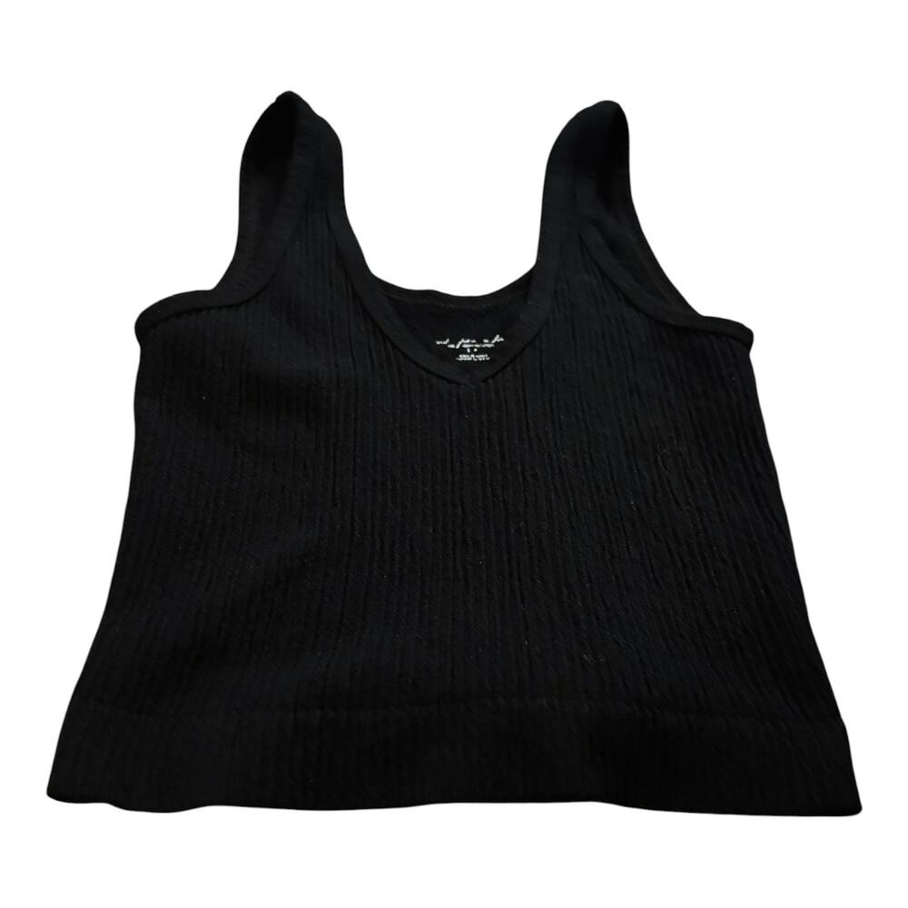 Out From Under Black Ribbed Crop Top Size S Urban Outfitters